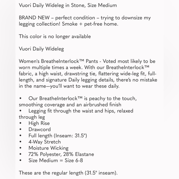 Vuori Daily Wideleg NWT - Picture 6 of 6